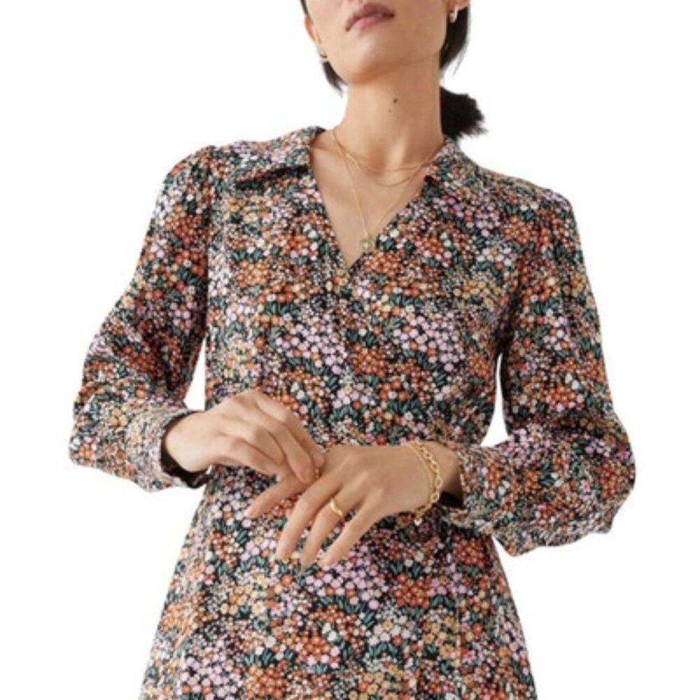 & Other Stories Floral Long Sleeve Wrap Dress